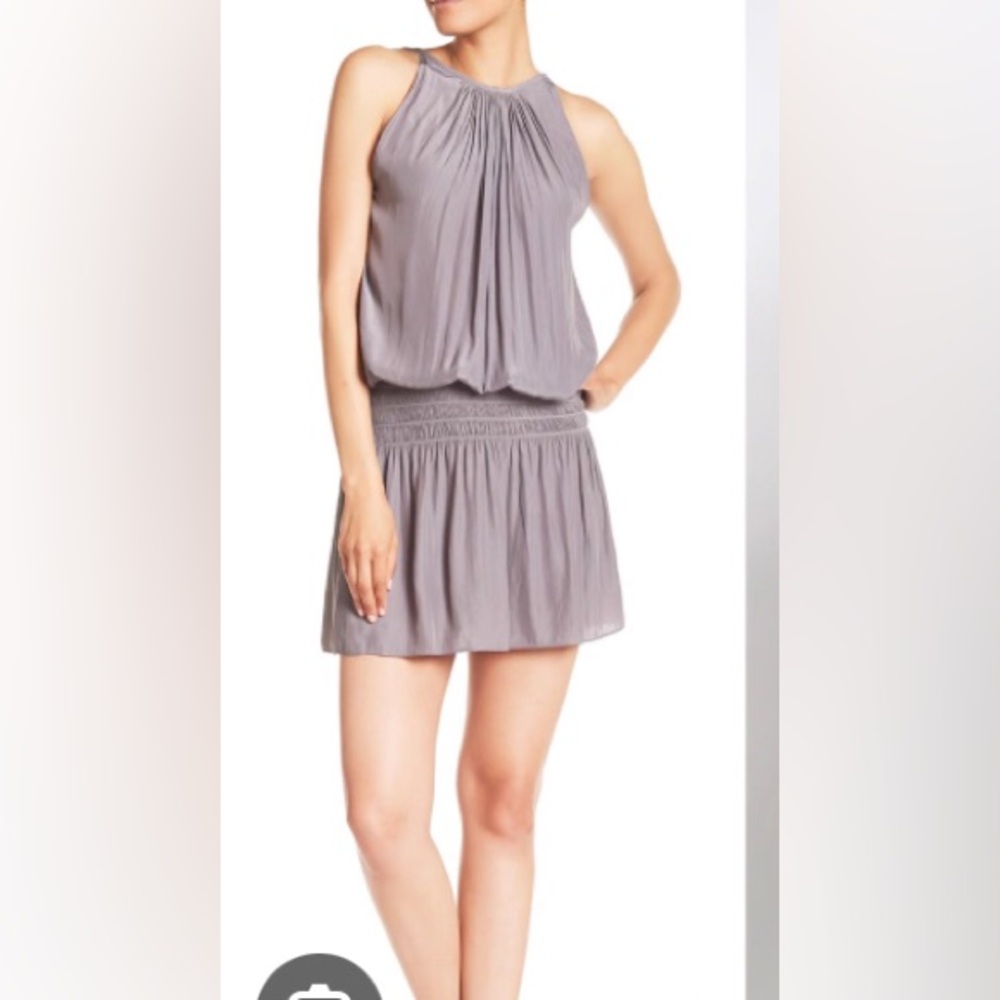 Elegant Gray  Silk Sleeveless Dress